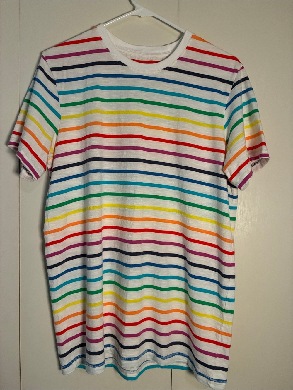 Fun Women’s Rainbow Stripe Short Sleeve Tee, M
